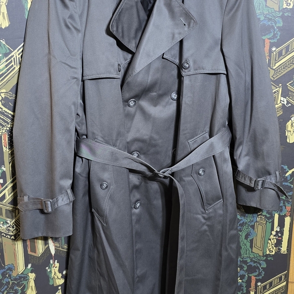 London Fog Men's Charcoal Double-Breasted Trench Coat - Picture 2 of 16